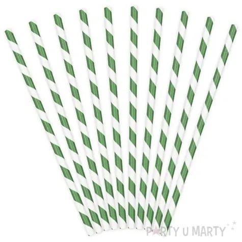 slomki papierowe w paski zielone 19 5 cm 10 szt