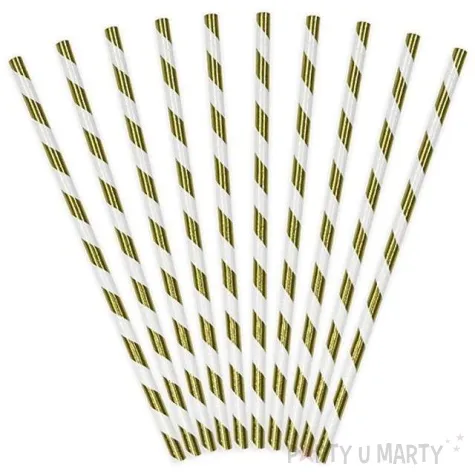 slomki papierowe w paski zlote chrom 19 5 cm 10 szt
