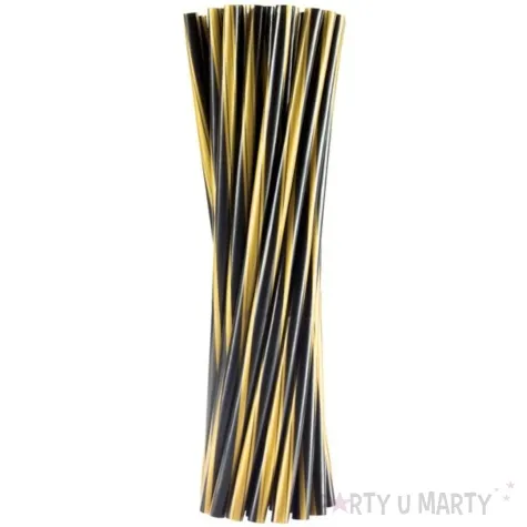 slomki proste twister grube czarno zlote godan 8mm 24 cm 20 szt