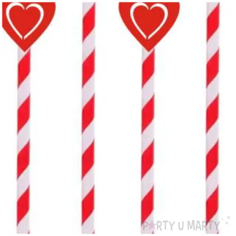 slomki serca 19 5 cm czerwone w paski 6 szt