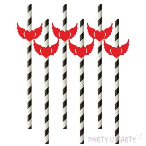 slomki serca ze skrzydlami 19 5 cm czarne w paski 6 szt