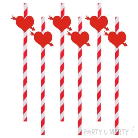 slomki serca ze strzala 19 5 cm czerwone w paski 6 szt