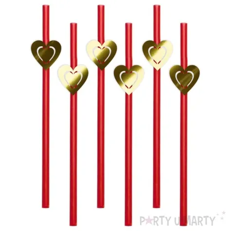 slomki serca zlote 19 5 cm czerwone 6 szt