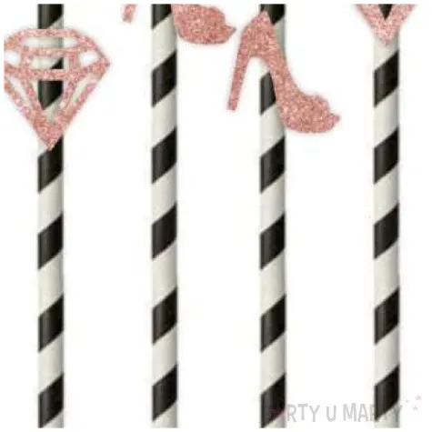 slomki wieczor panienski mix rose gold brokat 19 5 cm 6 szt