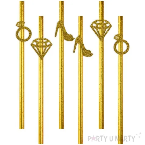 slomki wieczor panienski mix zloty brokat 19 5 cm 6 szt