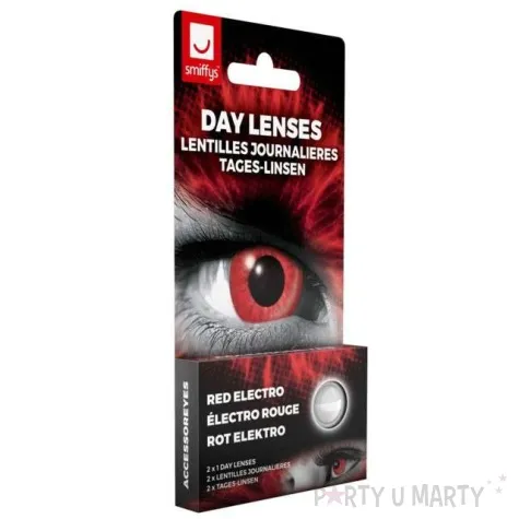 soczewki kolorowe electro czerwone smiffys jednodniowe