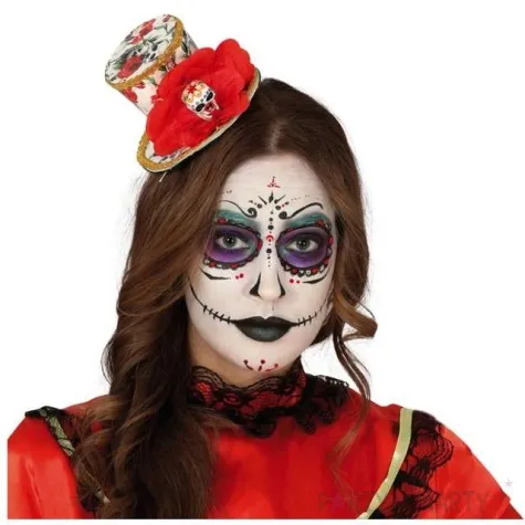 spinka do wlosow kapelusik z czaszka kolorowa guirca