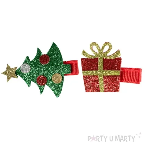 spinki do wlosow choinka i prezent brokatowe arpex