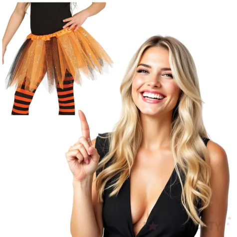 spodniczka tutu classic shine pomaranczowo czarna guirca 31 cm