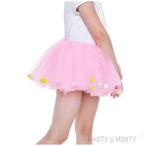 spodniczka tutu dziecieca w zolte kropki rozowa godan 23 cm