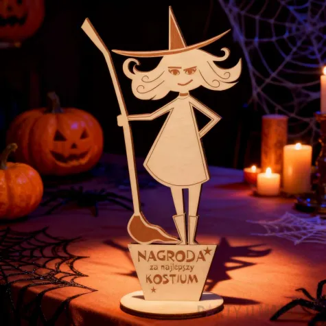 statuetka nagroda za kostium mala czarownica drewno 19 5 cm