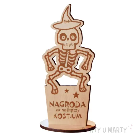 statuetka nagroda za kostium tanczacy szkielet drewno 15 5 cm