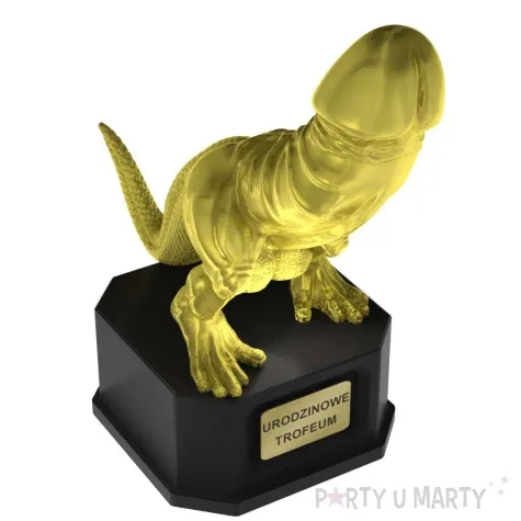 statuetka penisozaur urodzinowe trofeum zloty 17 cm