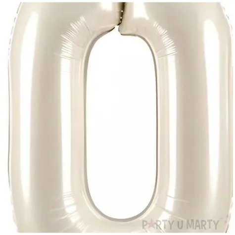 stojacy balon foliowy cyfra 0 z korona dekoracja na urodziny kremowy 33 dgt