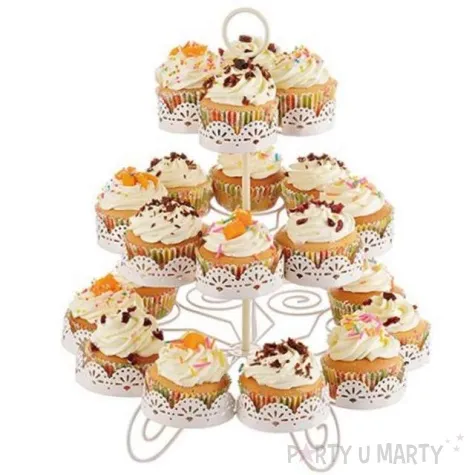 stojak na babeczki koronkowy blask bialy