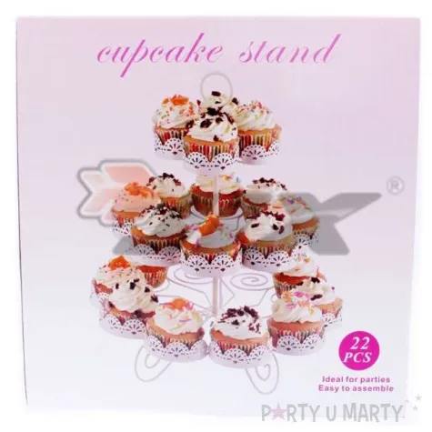 stojak na babeczki koronkowy blask bialy