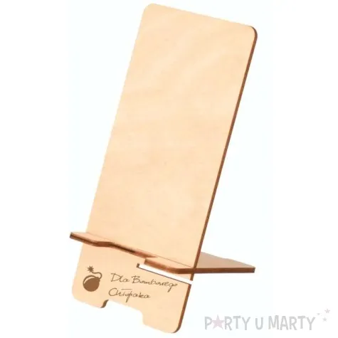 stojak na telefon dla bombowego chlopaka drewno 19x9 cm