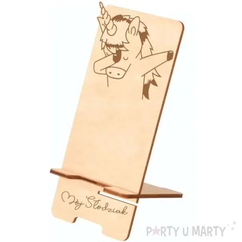 stojak na telefon moj slodziak jednorozec drewno 19x9 cm