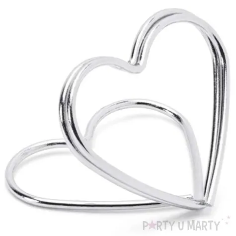 stojak na wizytowki serca srebrne partydeco 2 5 cm 10 szt