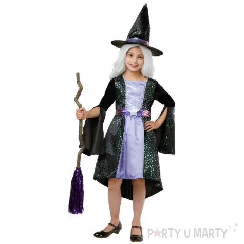 str j dla dziecka wied ma holograficzna sukienka i kapelusz czarny fioletowy godan 110 120