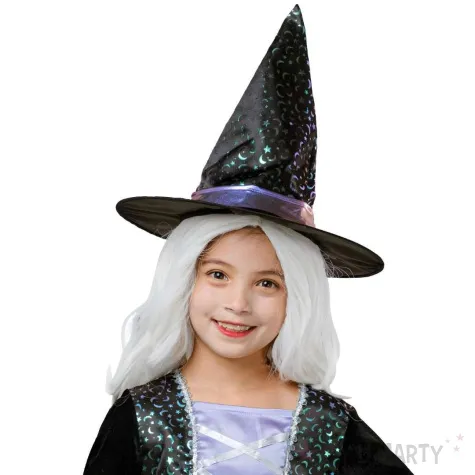 str j dla dziecka wied ma holograficzna sukienka i kapelusz czarny fioletowy godan 130 140