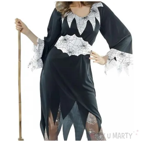 stroj damski czarownica na halloween andrzejki karnawal zestaw sukienka kapelusz pasek rozm m