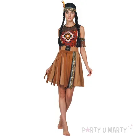 stroj damski larp cosplay indianka zestaw sukienka pasek opaska bransoletki rozm s