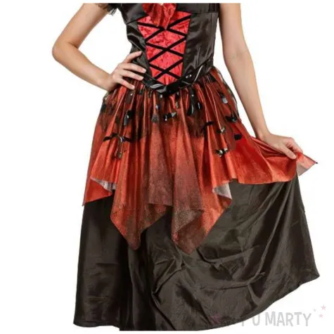 stroj damski na halloween i karnawal gotycka wampirzyca elegancka sukienka z kolnierzem rozm m