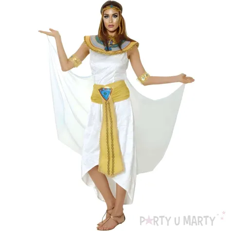 stroj damski na karnawal kleopatra faraonka krolowa egiptu bialo zloty rozm m