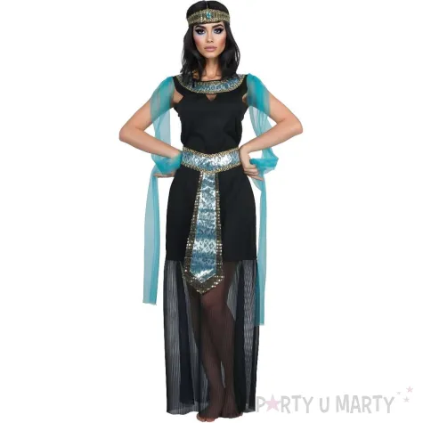 stroj damski na karnawal kleopatra krolowa egiptu czarno niebieski rozm m