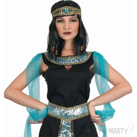 stroj damski na karnawal kleopatra krolowa egiptu czarno niebieski rozm m