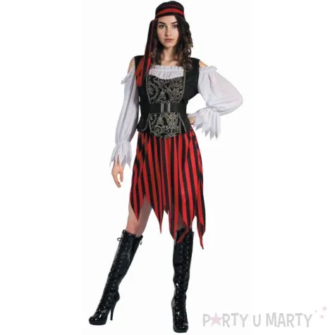 stroj damski na karnawal piratka zestaw bluzka spodnica pasek opaska rozm m