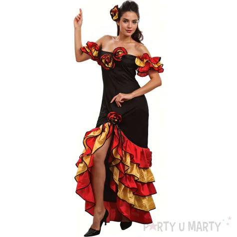 stroj damski na karnawal tancerka flamenco hiszpanska sukienka czarny rozm m