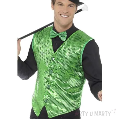 stroj dla doroslych cekinowa kamizelka zielona smiffys rozm m