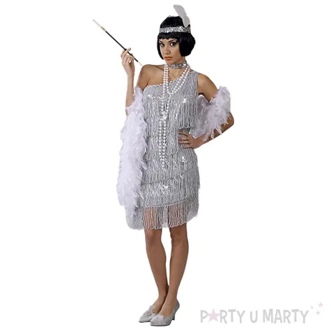 stroj dla doroslych charleston retro lata 20 srebrny guirca rozm l