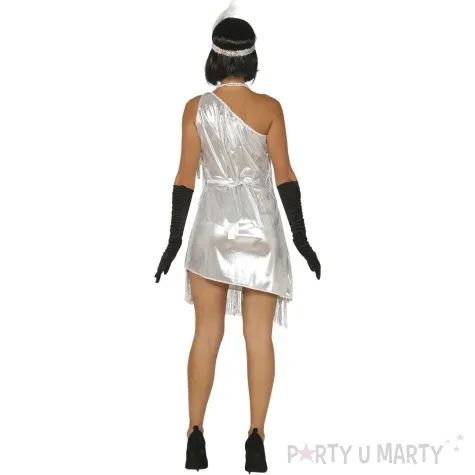 stroj dla doroslych charleston retro lata 20 srebrny guirca rozm m