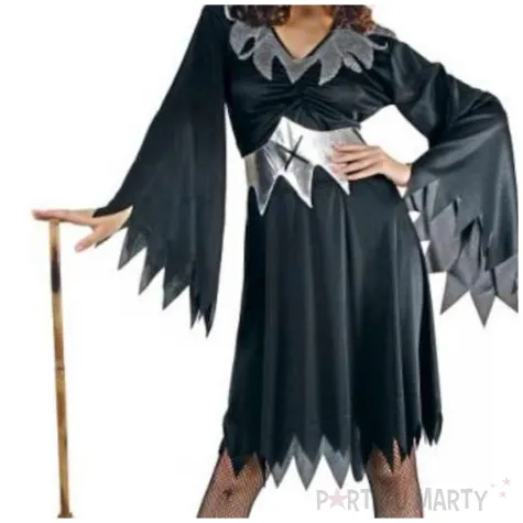 stroj dla doroslych czarownica sukienka i kapelusz czarny srebrny godan rozm m