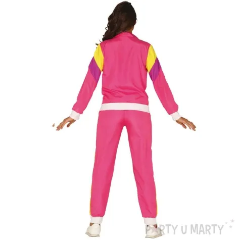 stroj dla doroslych gimnastyczka ortalionowy dres retro lata 80 rozowy guirca rozm m