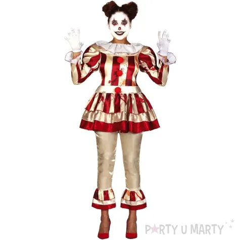 stroj dla doroslych klaun zabojczyni czerwony zloty guirca rozm s