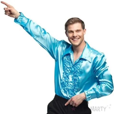 stroj dla doroslych koszula retro z zabotem blekitna boland rozm 46 48