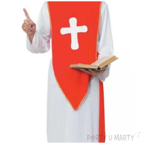 stroj dla doroslych ksiadz biskup szata z mitra bialo czerwony godan rozm m