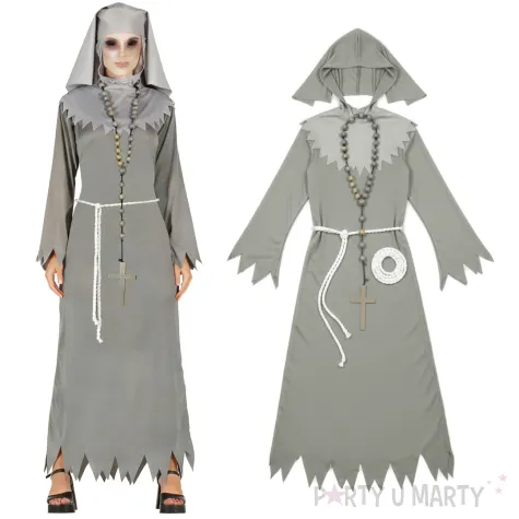 stroj dla doroslych na halloween diaboliczna zakonnica szary guirca rozm m