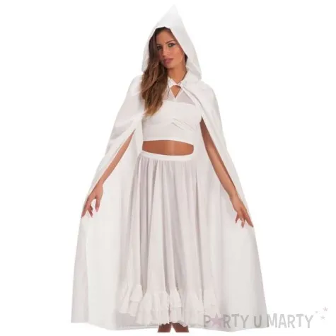 stroj dla doroslych peleryna z kapturem biala carnival toys