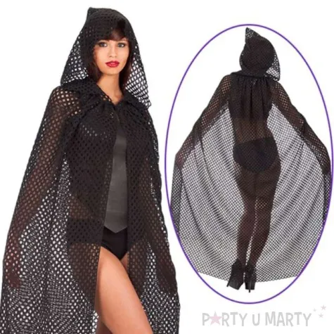 stroj dla doroslych peleryna z kapturem czarna siateczka carnival toys