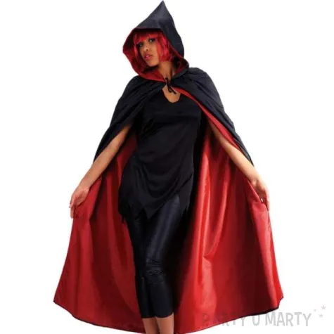 stroj dla doroslych peleryna z kapturem czarno czerwona carnival toys