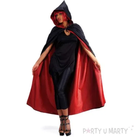 stroj dla doroslych peleryna z kapturem czarno czerwona carnival toys