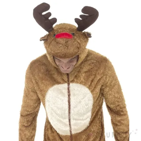 stroj dla doroslych renifer rudolf puchaty kombinezon brazowy smiffys rozm l
