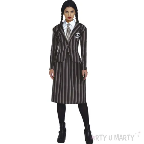 stroj dla doroslych wednesday uczennica szary czarny guirca rozm m