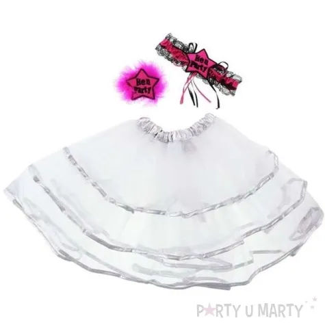 stroj dla doroslych wieczor panienski zestaw bialy roz uniwersalny