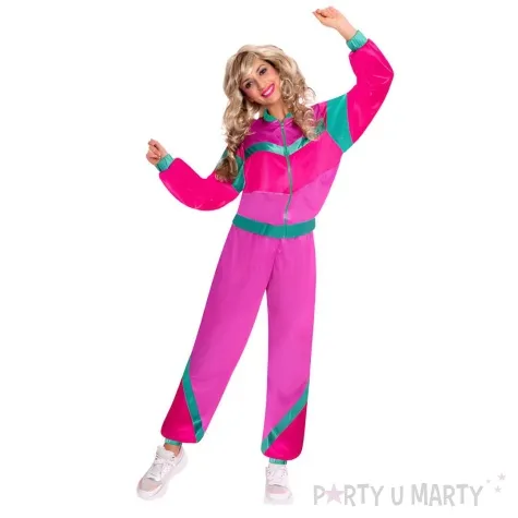 stroj dla doroslych wuefistka ortalionowy dres retro lata 80 rozowy amscan rozm l